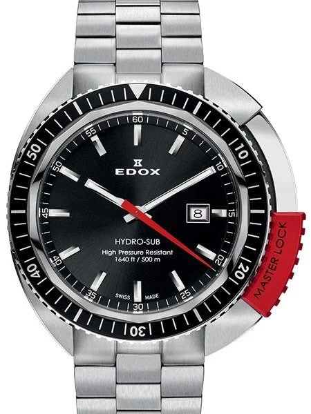 EDOX Hydro-Sub Swiss Quartz Dive Watch with MasterLock #53200-3NRM-NIN kol saati