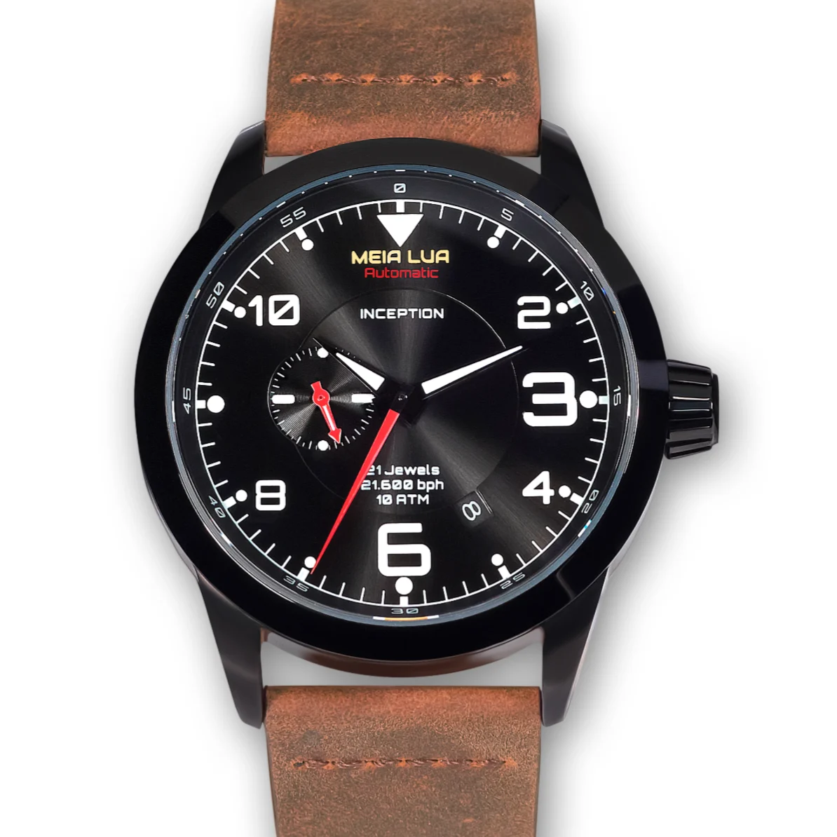 MEIA LUA Watches Deepmoon-blk-dbrn 42 mm kol saati