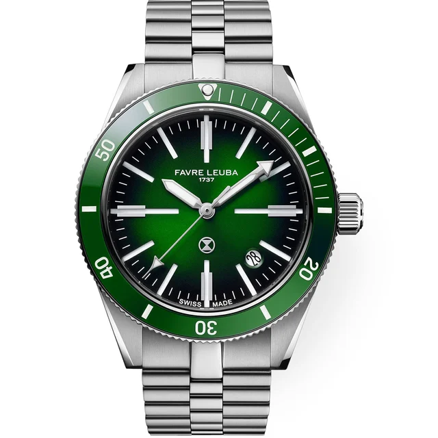 Favre Leuba Deep Raider Renaissance Green Dial on Bracelet 00.20308.101.03.200 kol saati