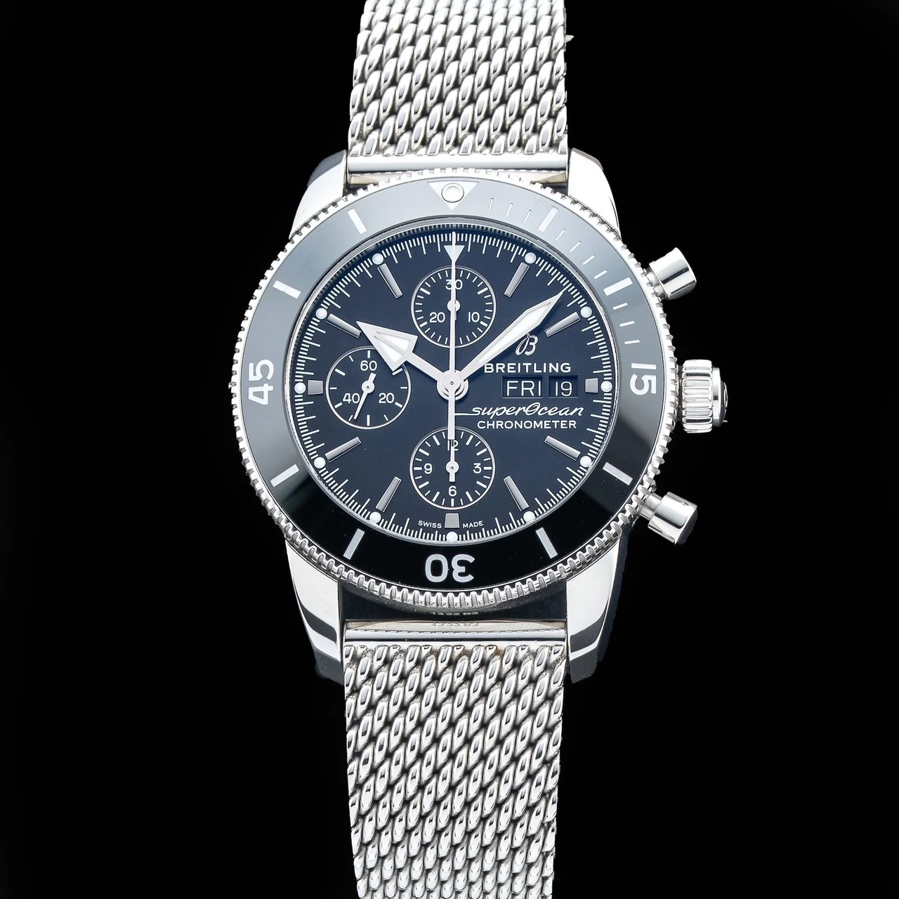 Breitling Superocean Heritage Chronograph 44 Black Dial Stainless Steel Watch A13313 210009N34586 44 mm kol saati