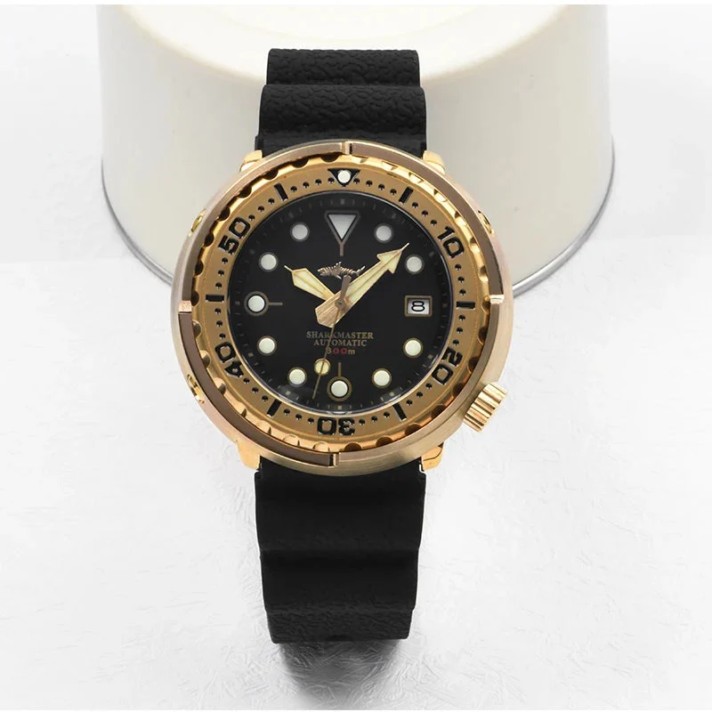 Tandorio Solid Bronze Tuna Can Watch 47MM Heimdallr H1 Ceramic 30ATM NH35 Diver Sapphire C3 Luminous 1005009558327781-BIack-NH35A 47 mm kol saati