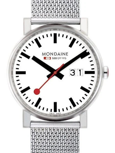Mondaine Railways EVO Quartz Dress Watch with Large Date, Mesh Bracelet #A627-30303-11SBM 40 mm kol saati