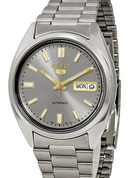 Seiko Automatic Grey Dial Watch with Stainless Steel Bracelet #SNXS75 37 mm kol saati