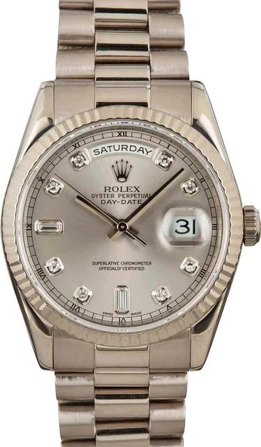 Rolex President 118239 Silver Diamond Dial 118239SRP kol saati