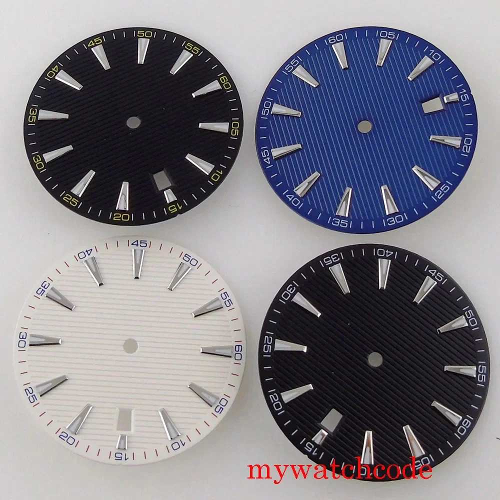 Tandorio For NH35 33.5mm Sterile Watch Dial Face Parts With Date Window Luminous Marks Wistwatch Replacement 14:350850#Silver dial 33.5 mm kol saati