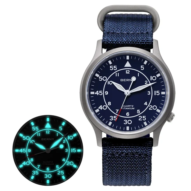 BERNY Men Quartz Titanium Field Watch-T2566M T2566M-C kol saati