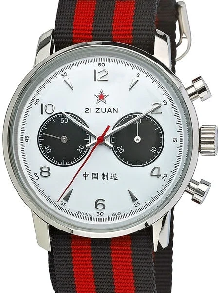 Seagull 1963 Hand Wind Mechanical Chronograph with White Dial #6488-2901W 42 mm kol saati