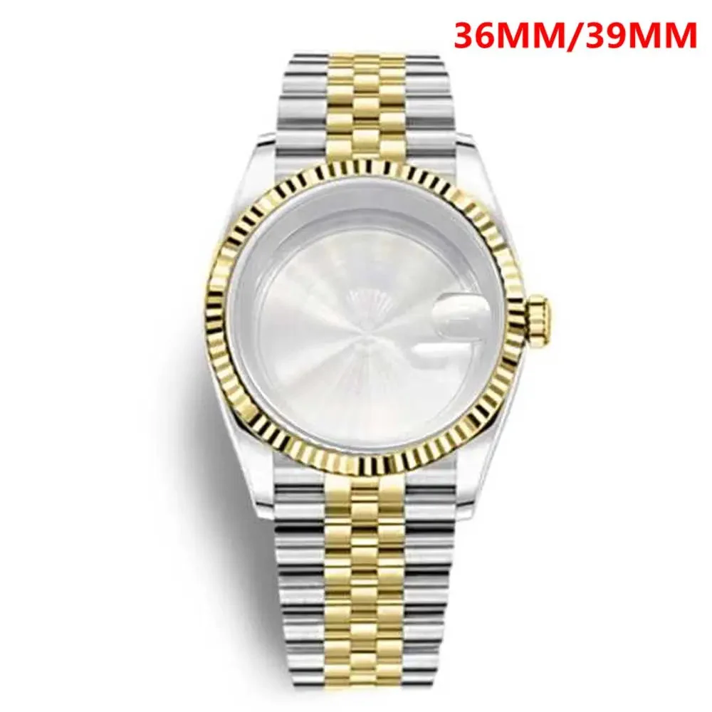 Tandorio Gold fluted Watch Case Luxury 36mm/39mm Sapphire watch case Two Tone case 10BARS fit NH35 NH36 NH34 ETA2824 2836 Miyota8215 PT5000 DG2813 3804 movement 14:865#silver gold1;200000046:201720836#39mm Fit NH35 NH36 39 mm kol saati