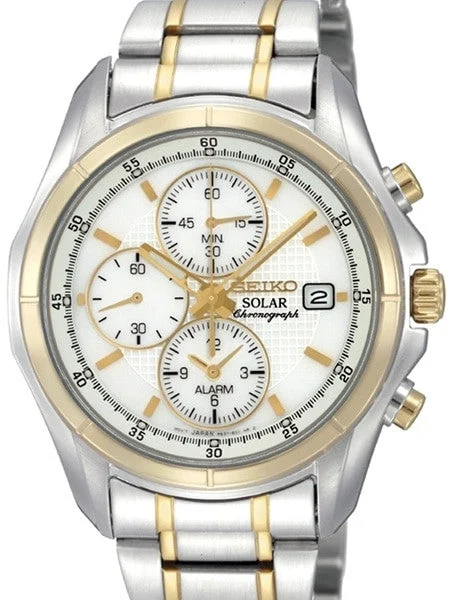 Seiko Core Series White Dial, Solar Alarm Chronograph with Stopwatch #SSC002 kol saati