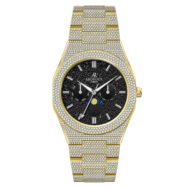 ASOROCK WATCHES Iced transporter - Small diamond bezel - Fully iced strap kol saati