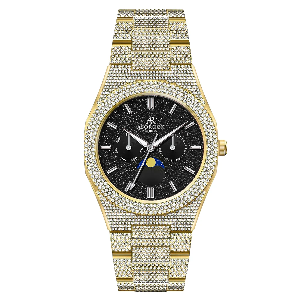 ASOROCK WATCHES Iced transporter - Small diamond bezel - Fully iced strap 40 mm kol saati