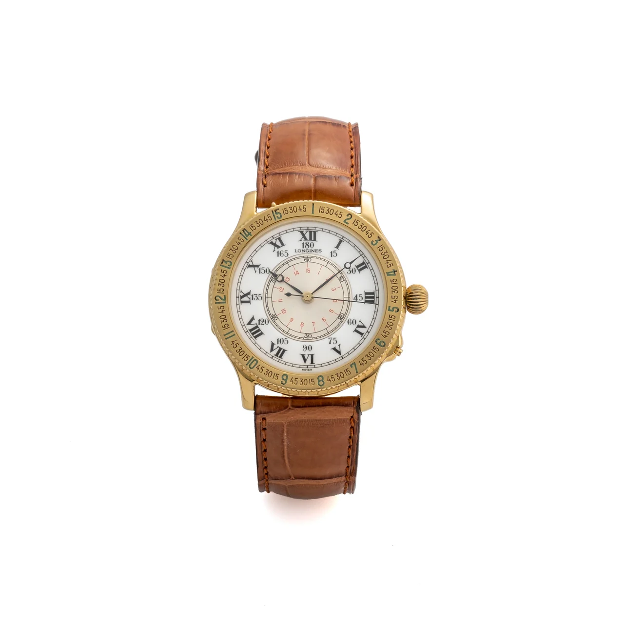 Longines Ref. 989.5216, self-winding, centre-seconds, Hour-Angle; “Hour Angle Watch Designed by Col. Charles A. Lindbergh”; 18K yellow gold kol saati