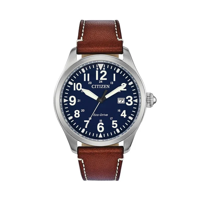 Citizen Garrison Eco-Drive 42mm - Blue on Leather Strap BM6838-17L kol saati