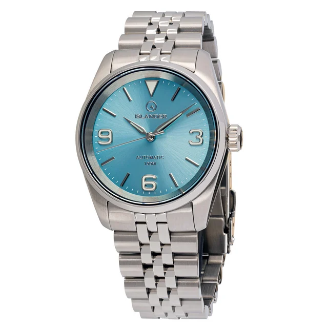 Islander Manhasset 36mm Automatic Watch with Ice Blue Dial #ISL-148 kol saati