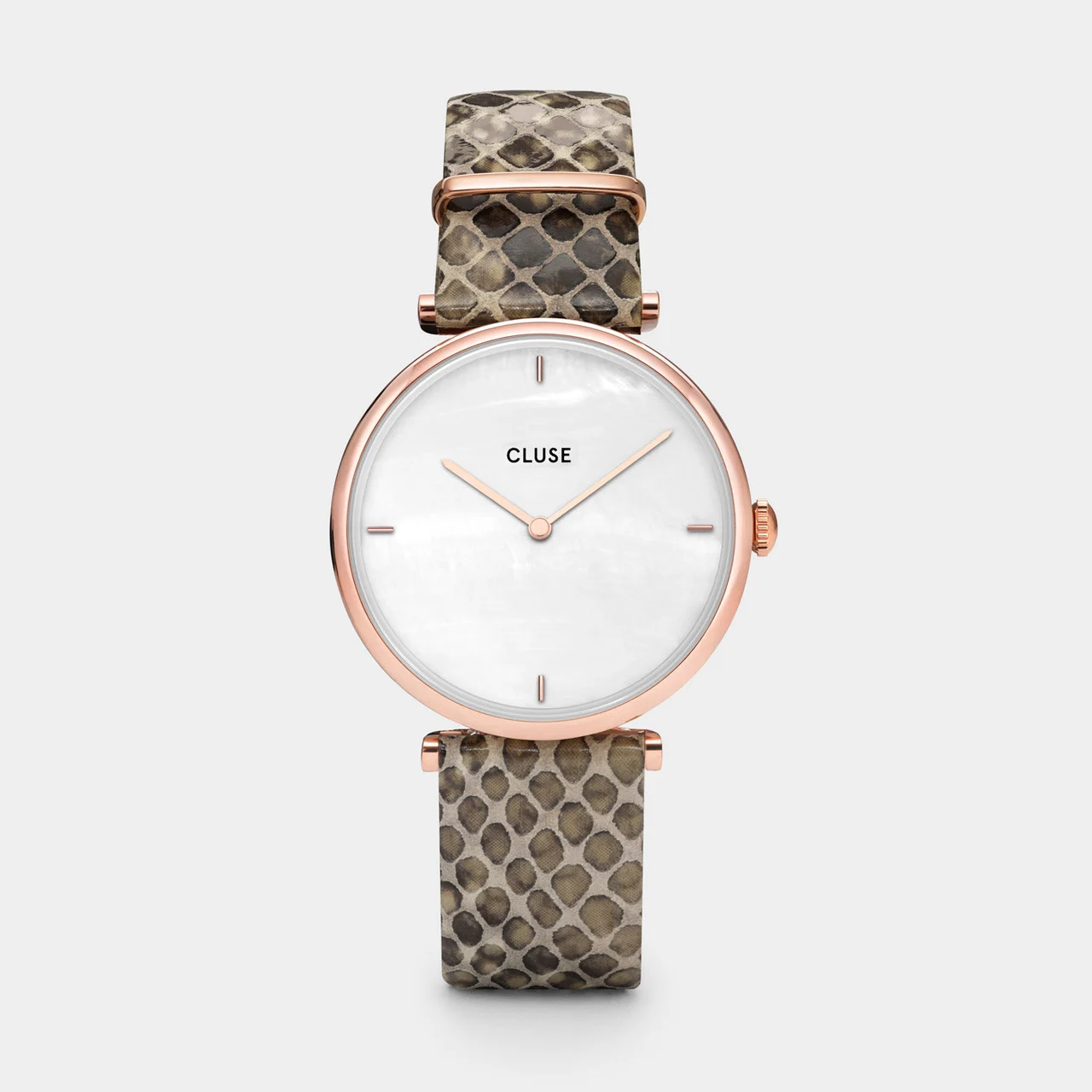 CLUSE Triomphe Watch Leather, Almond Python, Rose Gold Colour CW0101208007 33 mm kol saati