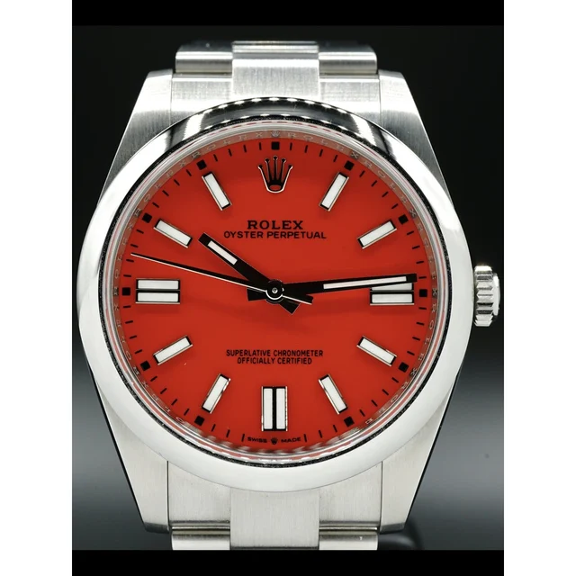 Rolex Oyster Perpetual 41 Coral Red Dial 210009N32036 kol saati