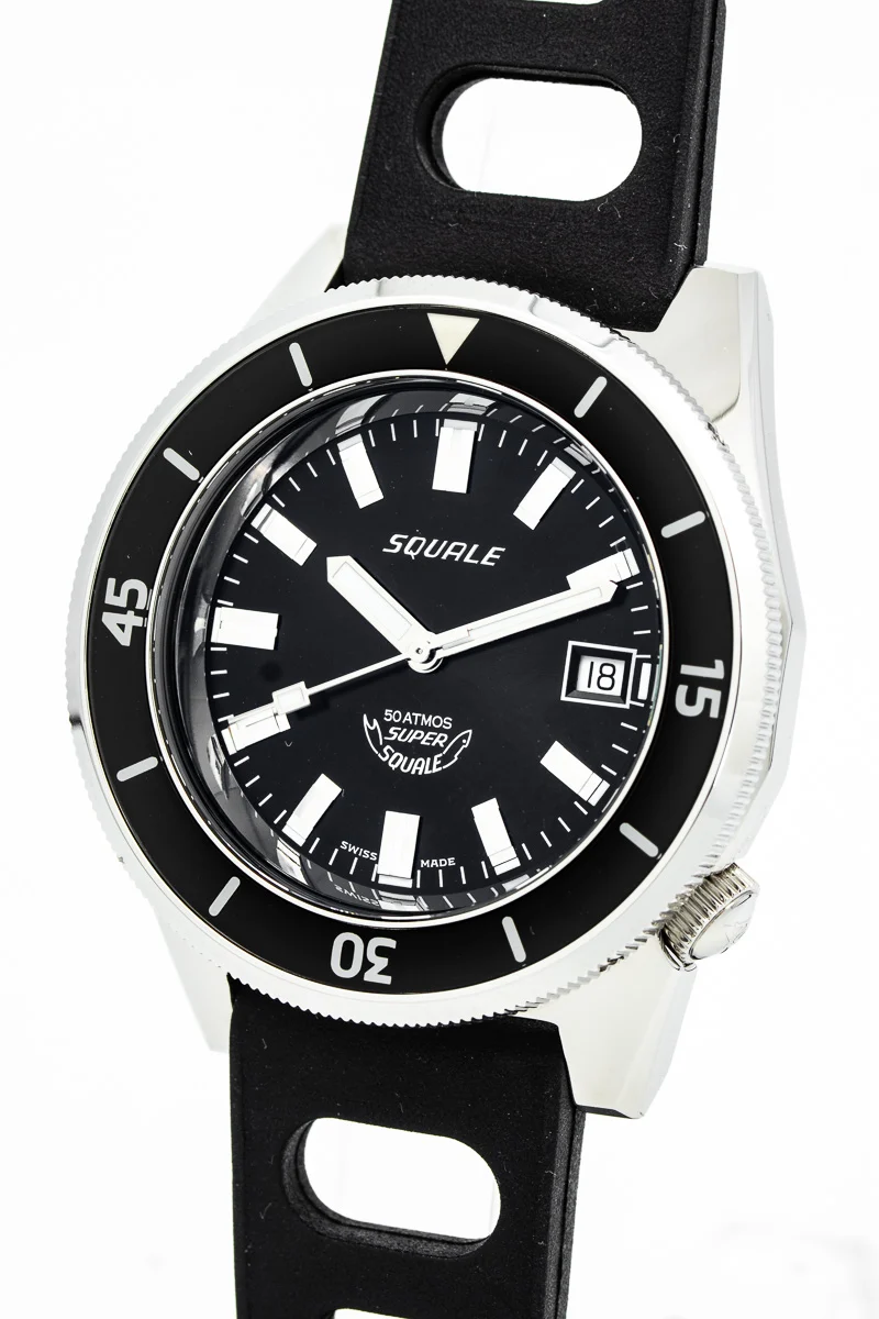 Squale Black Polished Sapphire Bezel Squale 1521 Black Polished Sapphire Bezel 42 mm kol saati