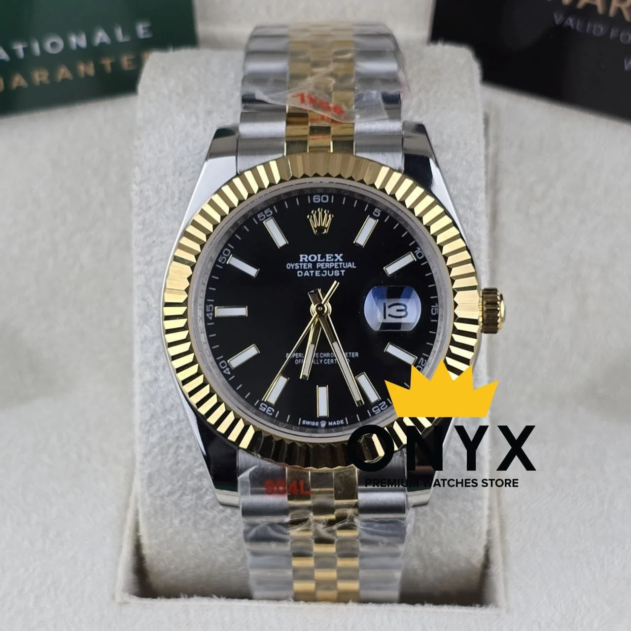 Rolex Date Just Half gold Black Dial 41mm, Automatic Movemen 41 mm kol saati