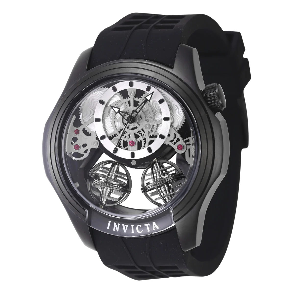 Invicta Specialty Twin-Axis Watch w/ Skeleton Dial - 46mm. Black (47374) 46 mm kol saati
