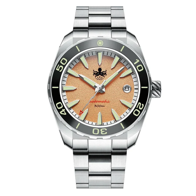 Phoibos Proteus 300M Automatic Diver with Salmon Dial #PY024G kol saati