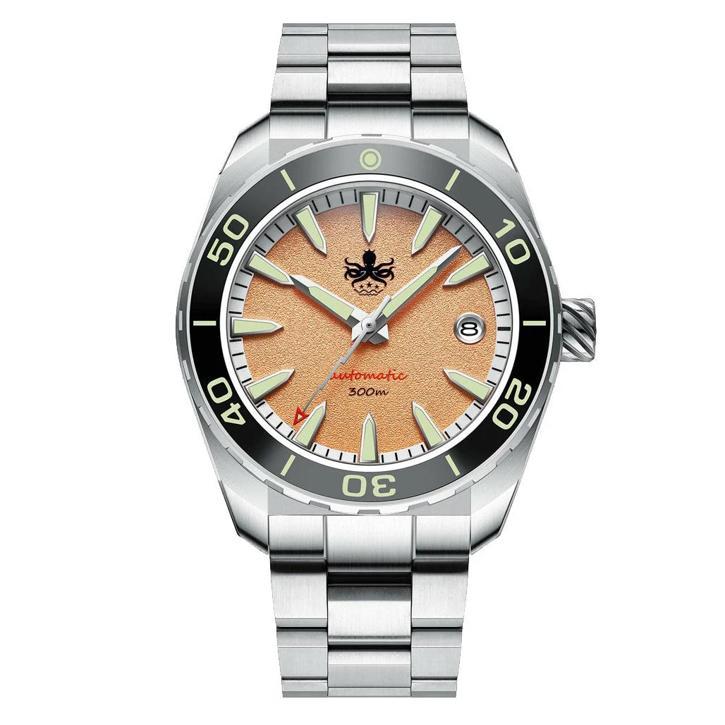 Phoibos Proteus 300M Automatic Diver with Salmon Dial #PY024G 42 mm kol saati