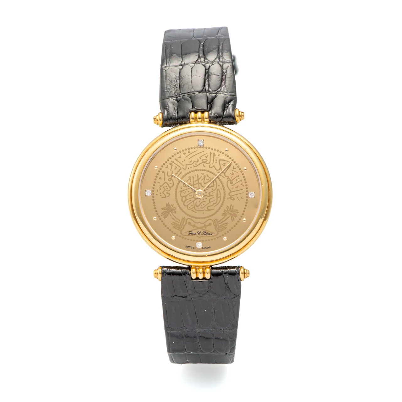 Jean C. Blaser Ref. 1039-0, quartz, extra-thin, gold dial; 18K yellow gold and diamonds kol saati