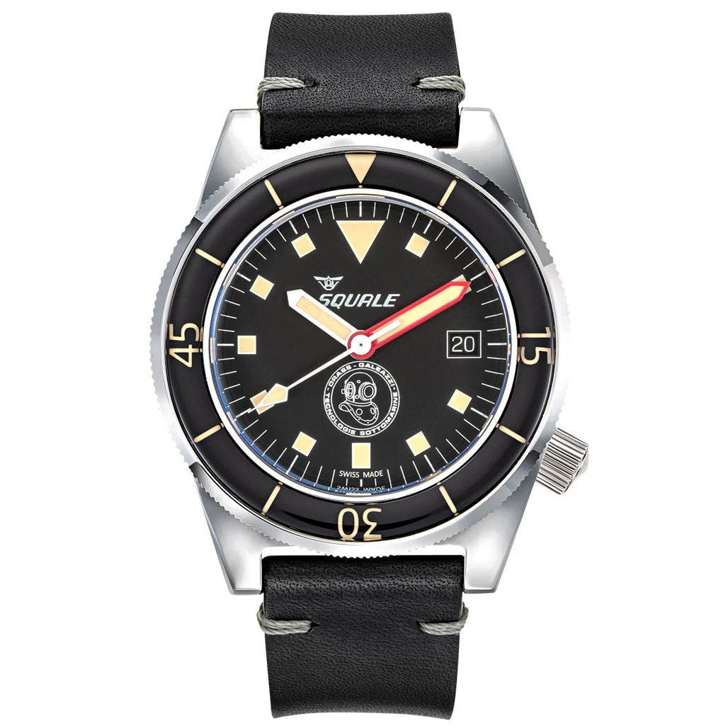 Squale Galeazzi Swiss Automatic 500 Meter Dive Watch with Helium Release Valve #1521-DRAS 49 mm kol saati