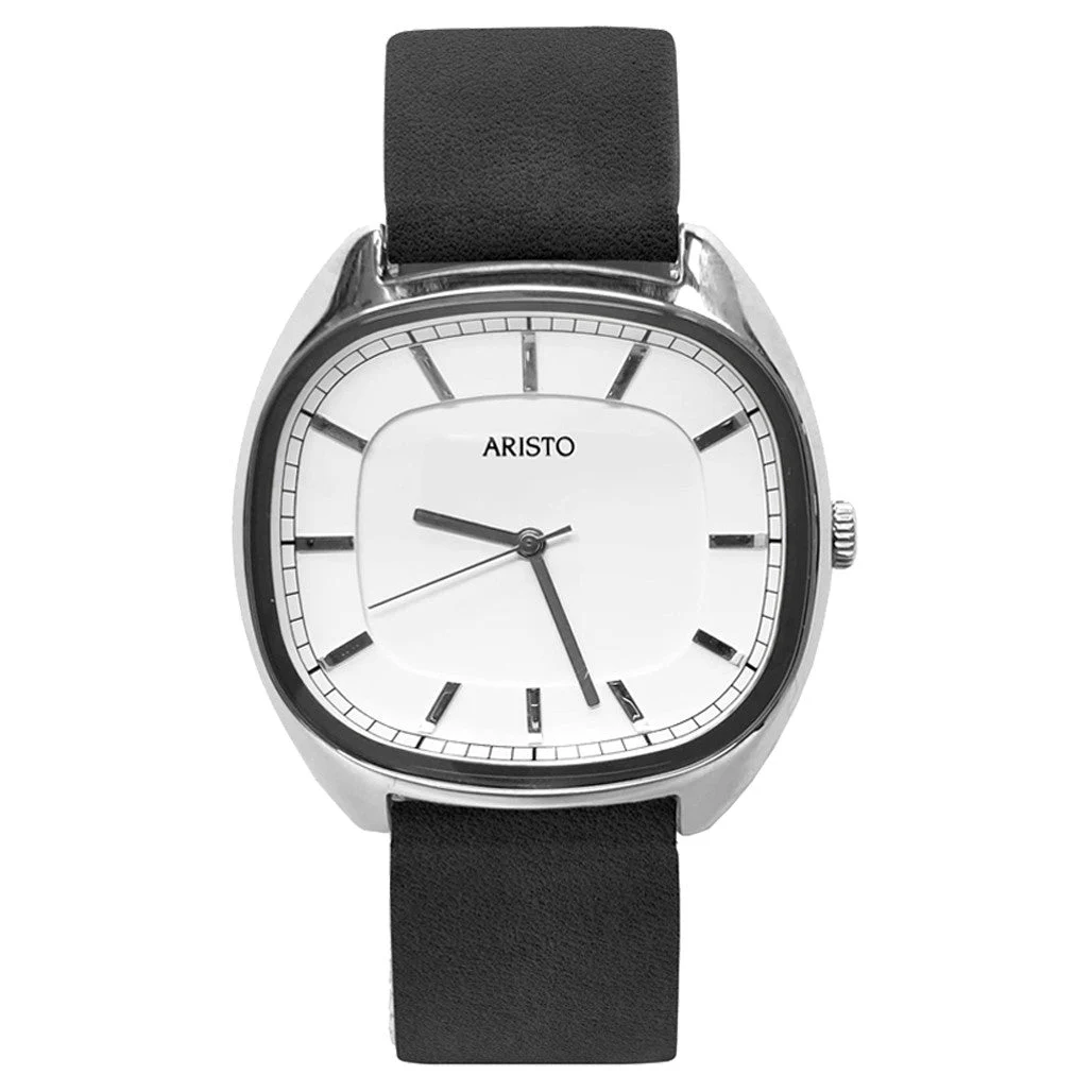 Aristo Classic Dress Watch with Rectangular Face and WhiteDial #4H230-L 41 mm kol saati