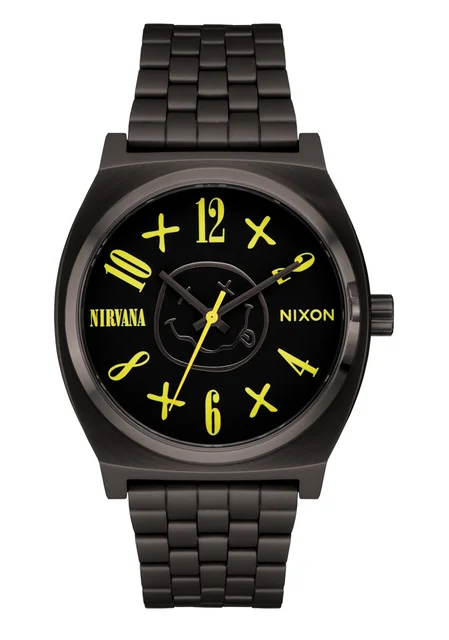 Nixon US Nirvana Time Teller - Black Nirvana Smiley Face A1419-5275-00 kol saati