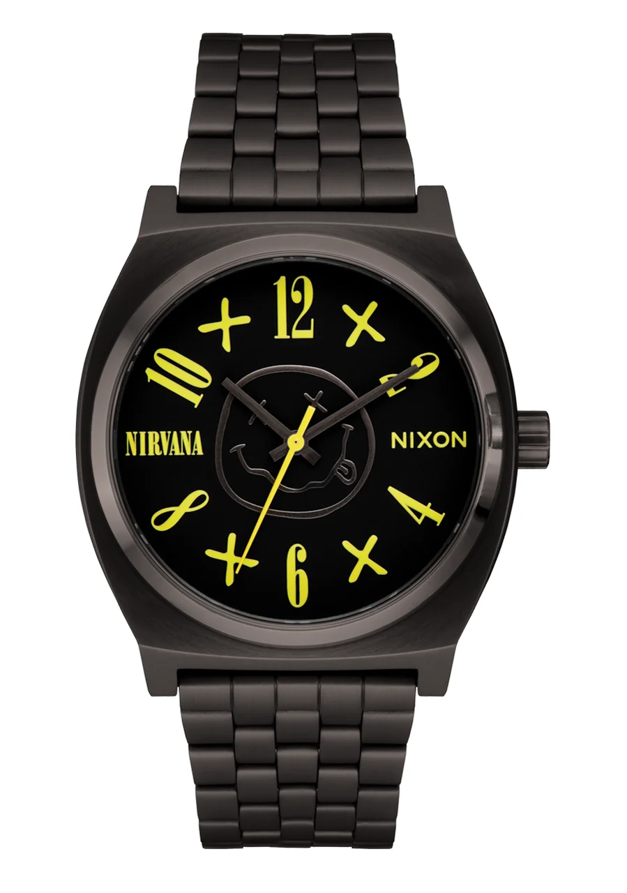 Nixon US Nirvana Time Teller - Black Nirvana Smiley Face A1419-5275-00 kol saati
