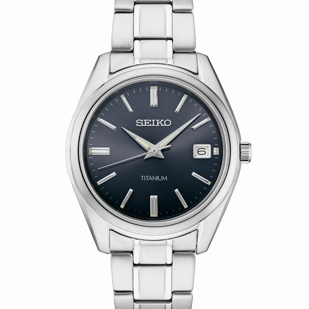 Seiko Titanium Quartz Watch with Sapphire Crystal and Titanium Bracelet SUR373 40 mm kol saati