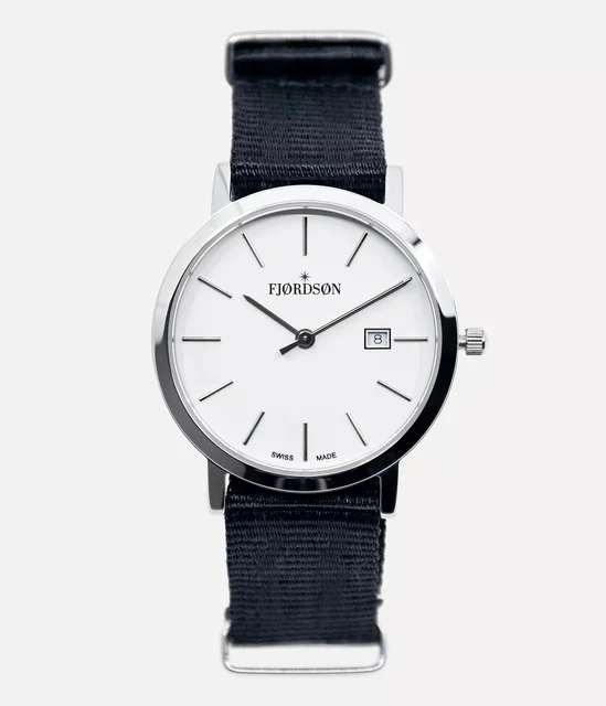 Fjordson White Dial With Black Nato Strap - Watch #9132 | White Dial With Black Nato Strap