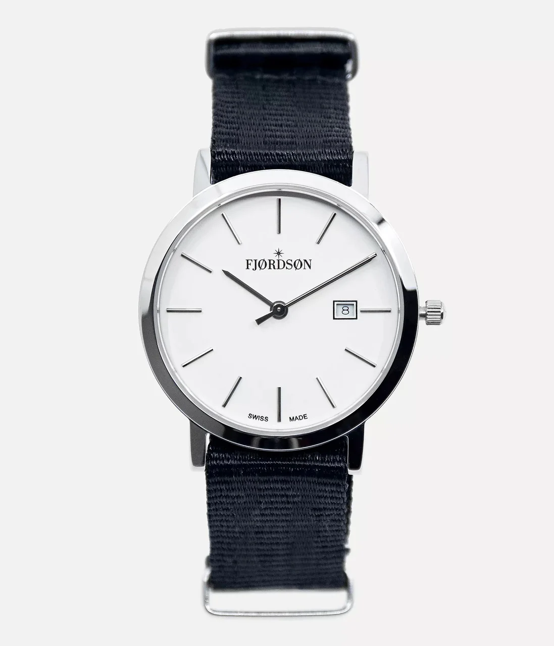 Fjordson White Dial With Black Nato Strap - Watch #9132 | White Dial With Black Nato Strap - Women's Watch 32 mm kol saati