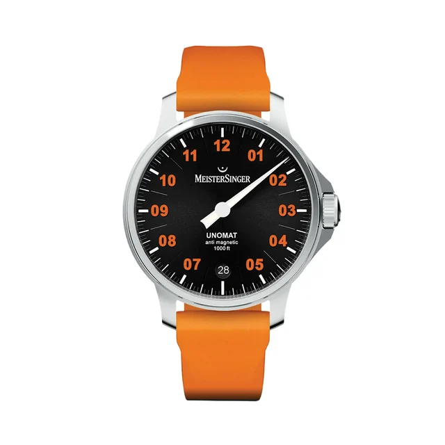 Meistersinger Unomat Automatic 43mm - Black on Rubber Strap UN902OLU kol saati