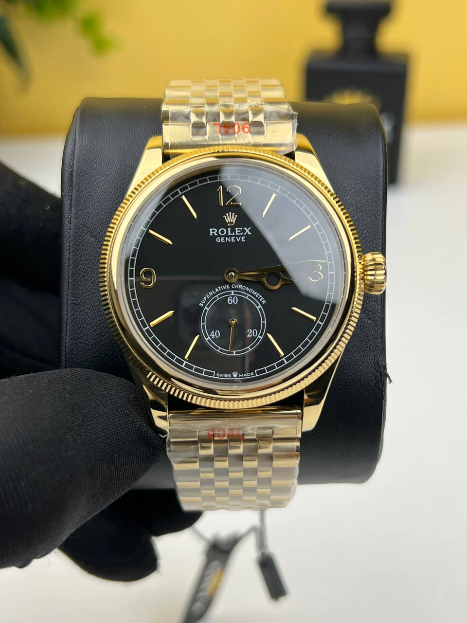Rolex Perpetual 1908 Gold Black Dial 39mm – Automatic Moveme 39 mm kol saati