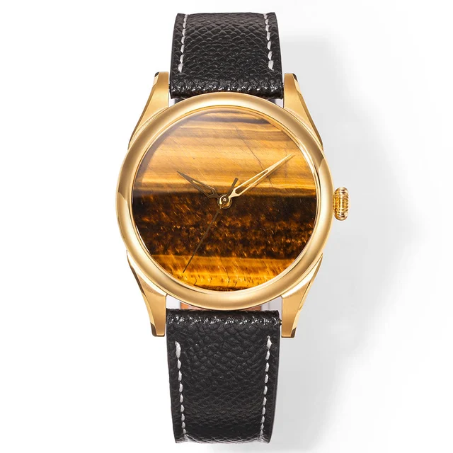 Cronos Watch Store HUASUO New 38mm Business Men Watch Tiger Eye Stone Dial Watch huasuo-ne
