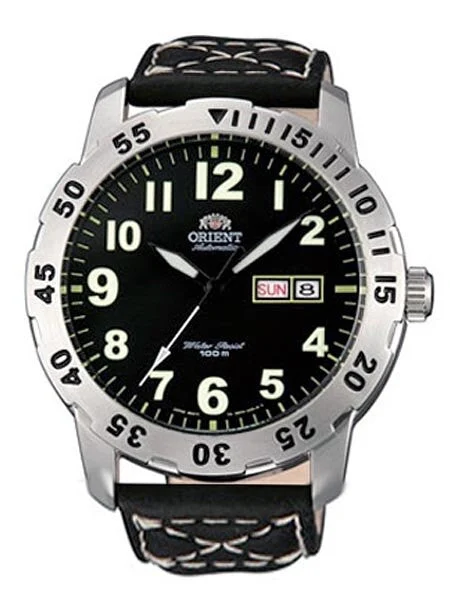 Orient Black Dial 21-Jewel Automatic Aviator Watch #FEM7A003B kol saati