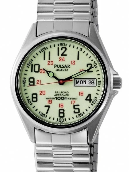 Pulsar Railroad Approved Watch with 37mm Case and Luminous Dial #PXN021 kol saati