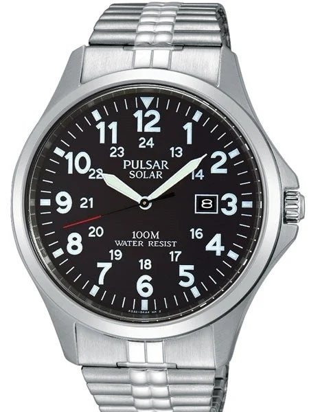 Pulsar Solar Powered Quartz Aviator Style Watch with 42mm Case #PX3069 42 mm kol saati