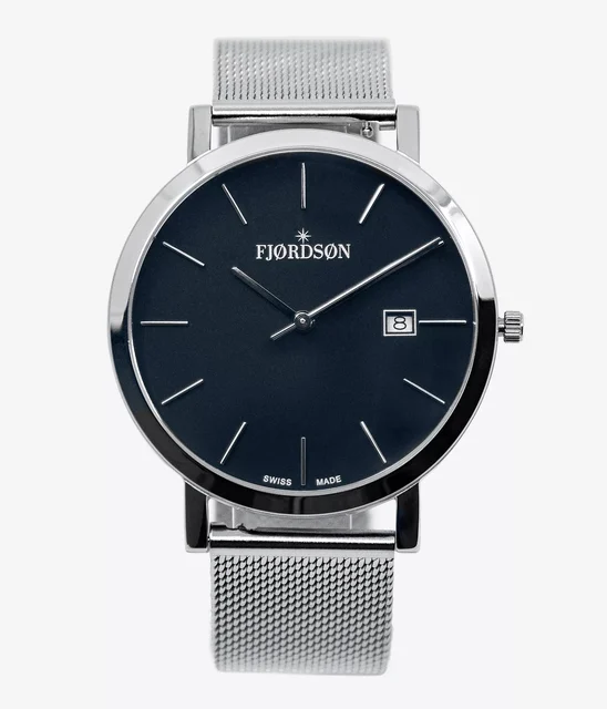 Fjordson Black Dial With Metal Mesh Strap - Watch #9142 | Black Dial With Metal Mesh Strap