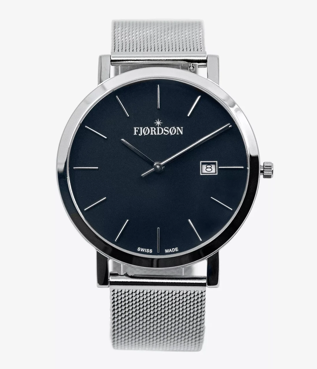 Fjordson Black Dial With Metal Mesh Strap - Watch #9142 | Black Dial With Metal Mesh Strap - Men's Watch 42 mm kol saati
