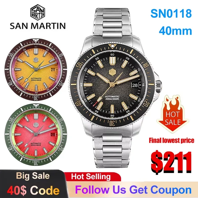 San Martin Mechanical Watch 40mm Upgraded Version 200 San Martin SN0118 Mechanical Watch 4