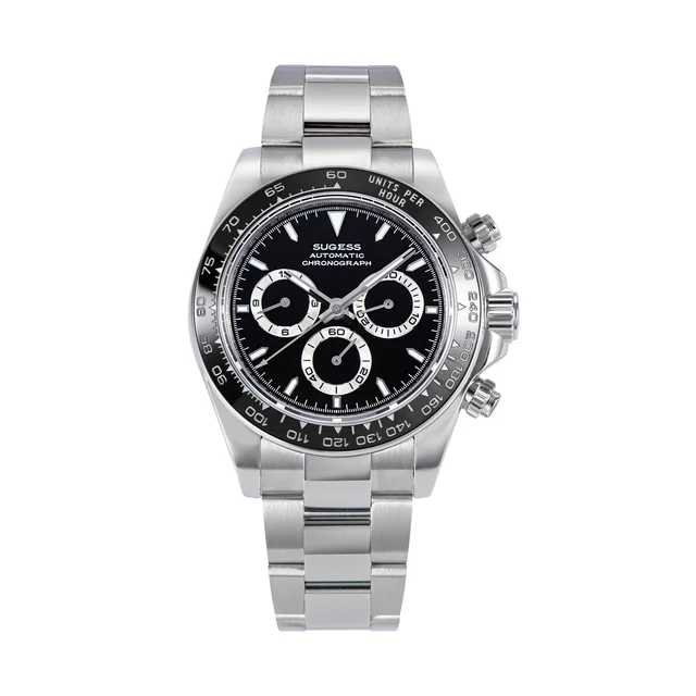 Sugess Automatic Chronograph S418-2.005 Black Dial Ceramic Bezel Pr kol saati