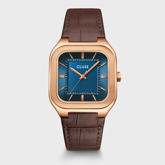 CLUSE Quadrus Watch Leather, Blue, Rose Gold Colour CW25705 kol saati