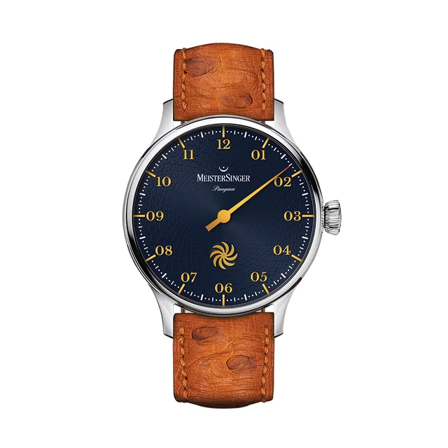 Meistersinger Pangaea 40mm - Blue on Leather Strap PDS917G_SF03 kol saati
