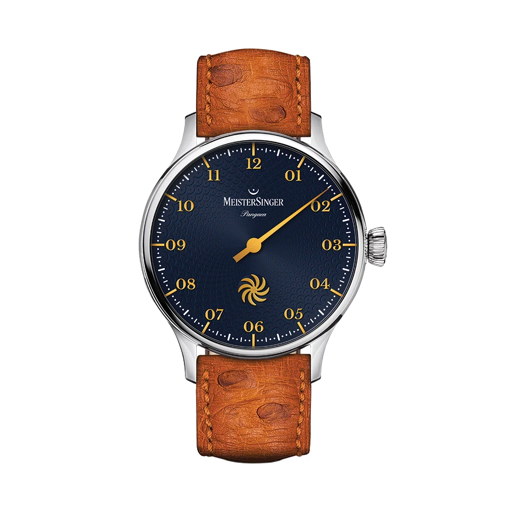Meistersinger Pangaea 40mm - Blue on Leather Strap PDS917G_SF03 40 mm kol saati