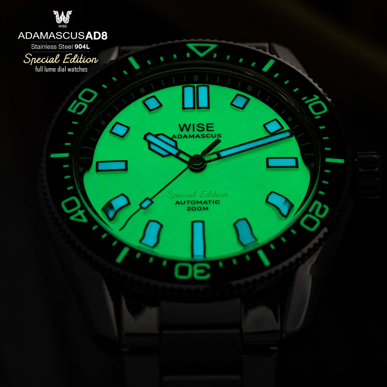 WISE ADAMASCUS AD802 Full Lume Limited 300 Pcs. 41 mm kol saati