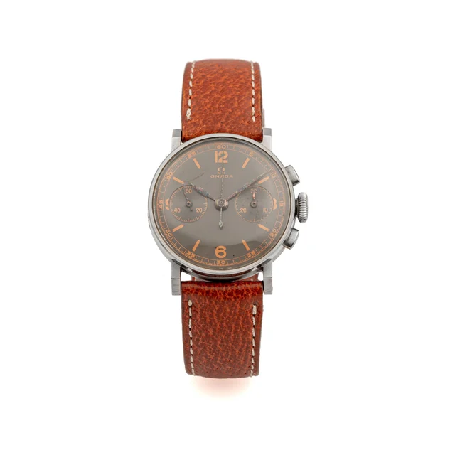 OMEGA Ref. CK 2078, small chronograph, minute counter, black dial; stainless steel kol saa