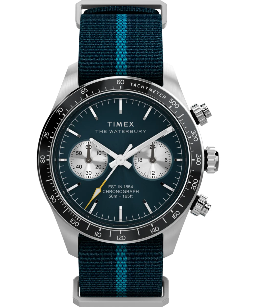 Timex Waterbury Heritage Chronograph 39mm Fabric Strap Watch TW2Y39000 39 mm kol saati