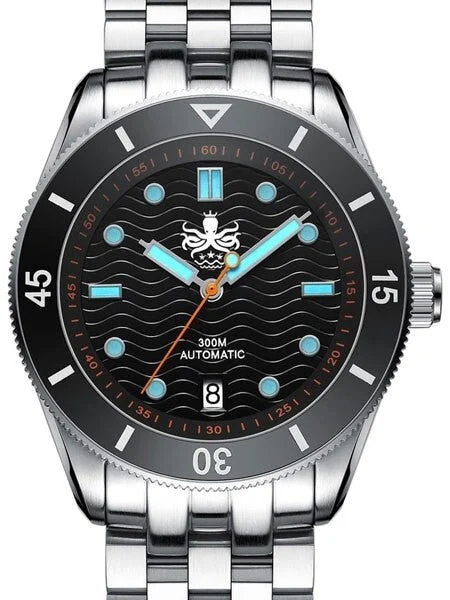 Phoibos Scratch and Dent - Wave Master 300-Meter Automatic Dive Watch with AR Sapphire Cry